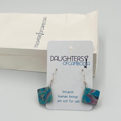 Mokume-Gane Diamond earrings