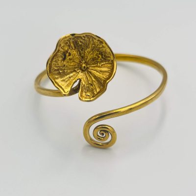 Flower and Swirl Recycled Brass Cuff Bracelet