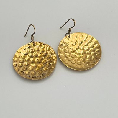 Hammered Round Recycled Brass Earrings