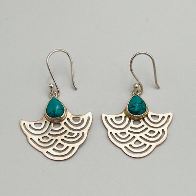 Turquoise fan earring